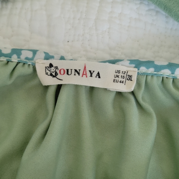 Ounaya Boho Style Tunic  Fully Lined Aqua Animal print Blouse/Top 2XL - Picture 4 of 7